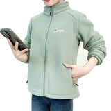 Women's Fleece Zip-Up Jacket with Embroidered Stand Collar