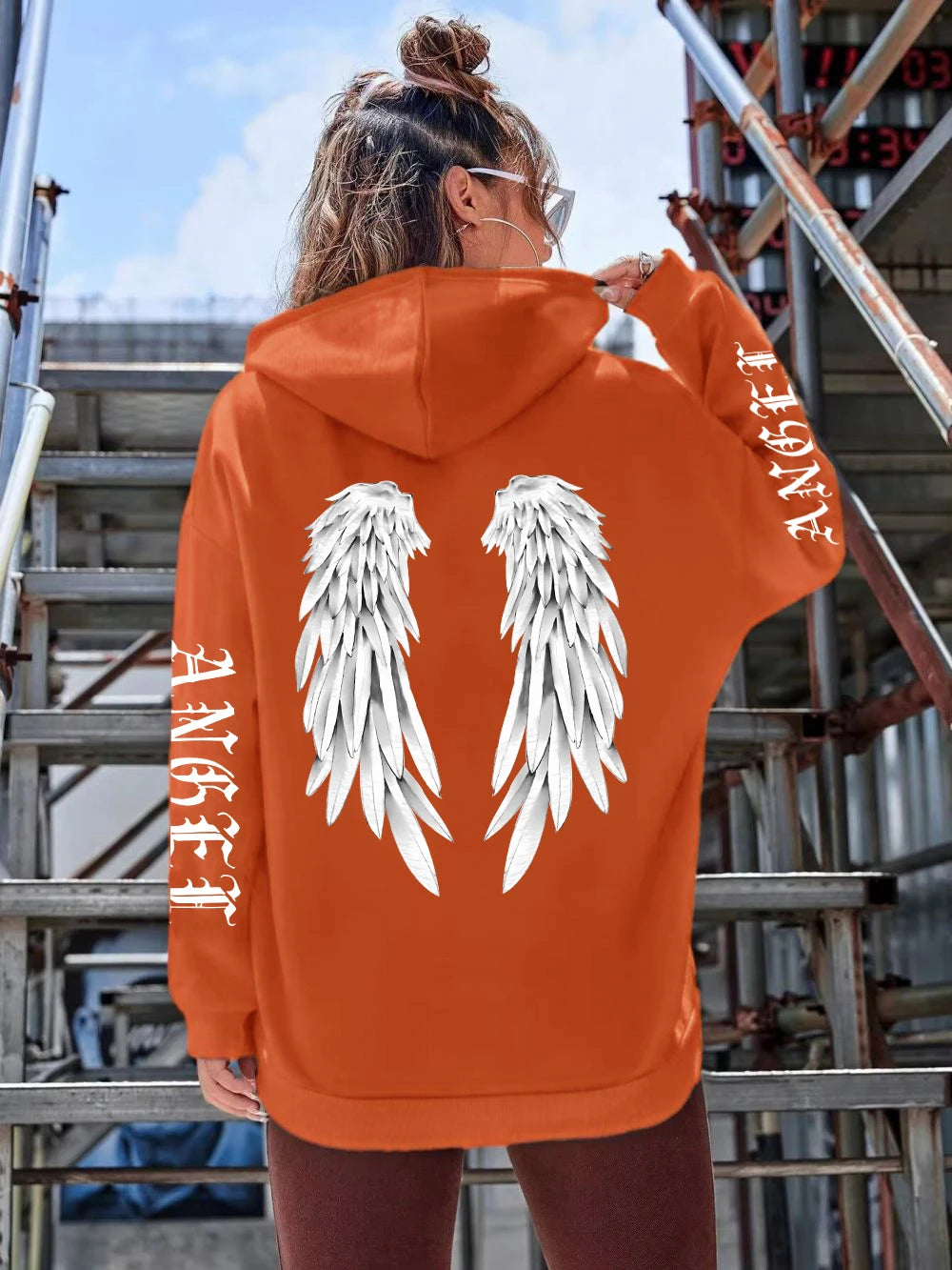 Angel Wings Oversized Graphic Hoodie