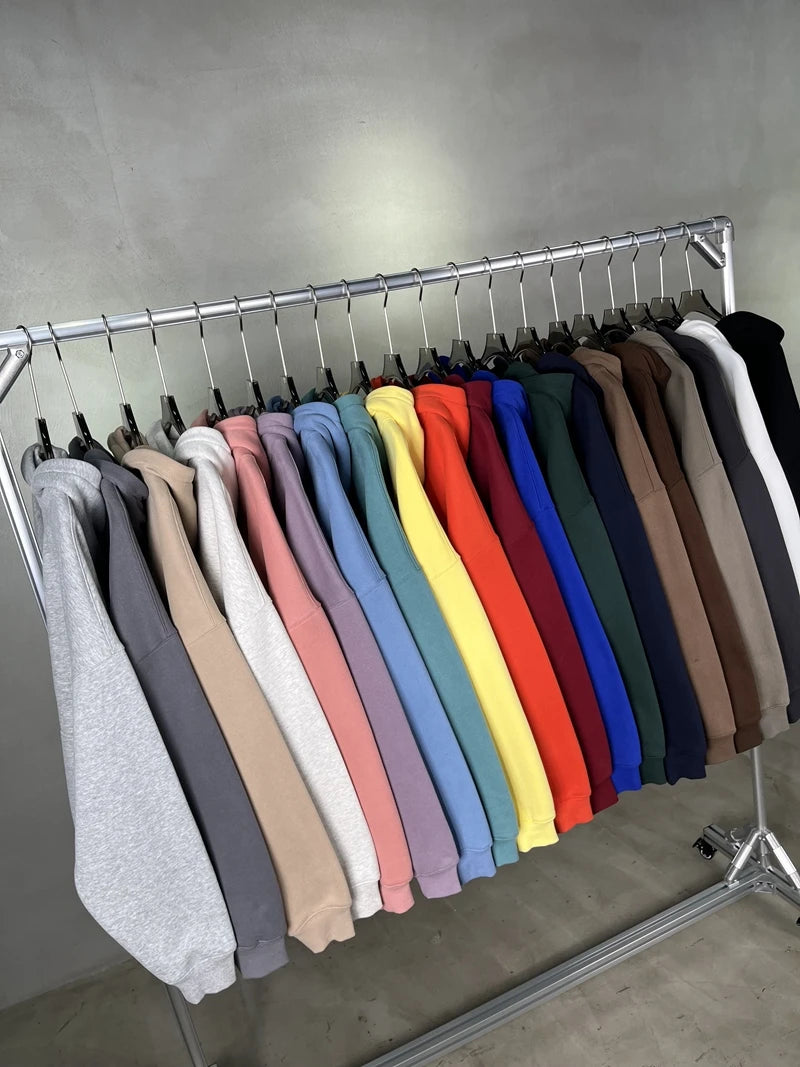 Cotton Baggy Fleece Hoodies for Men Solid Color Plush Pullovers Oversized Hooded Sweatshirt Autumn Winter Thick Clothes Unisex