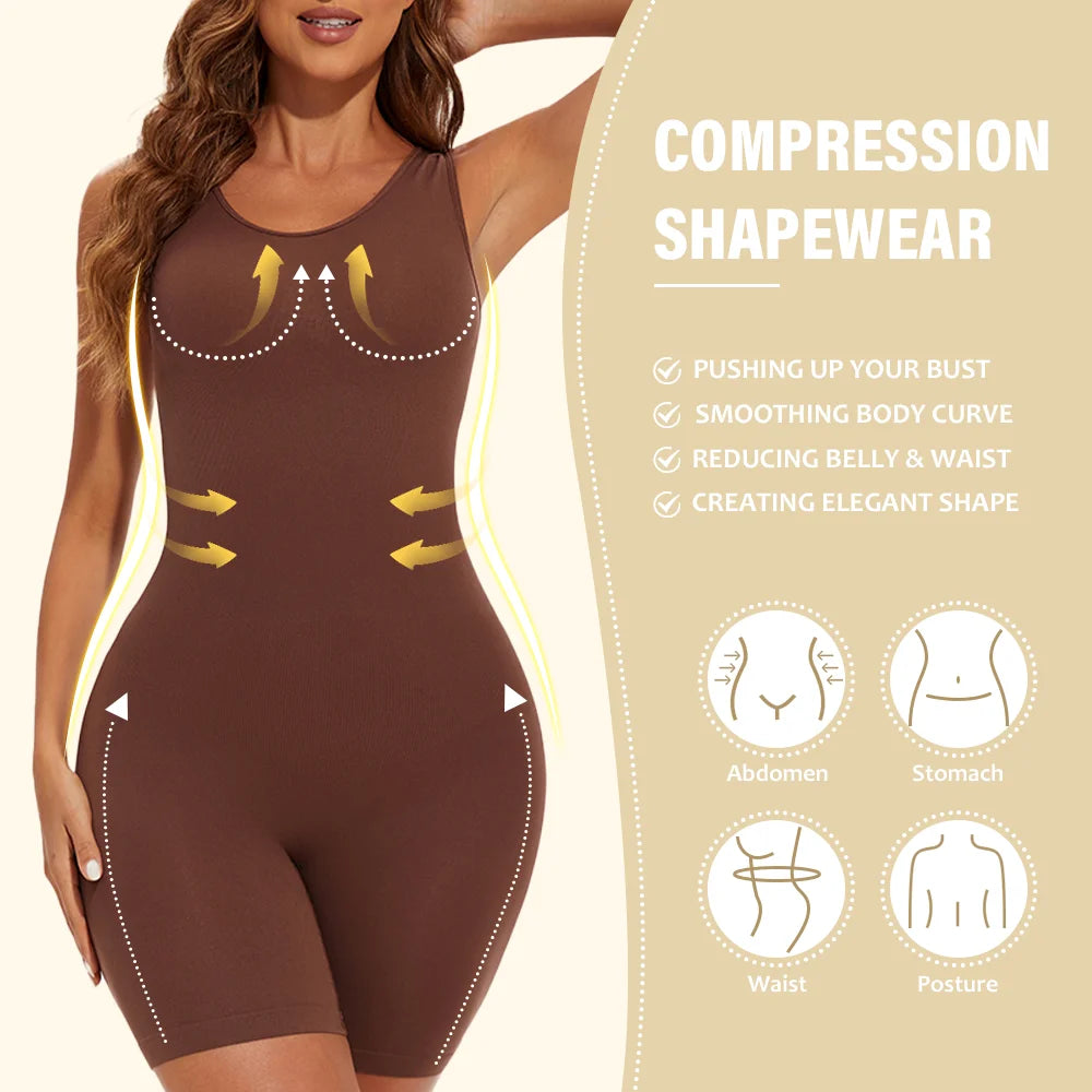 USA-Made Seamless Full Coverage Body Shaper – Firm Control Thigh Slimming Bodysuit
