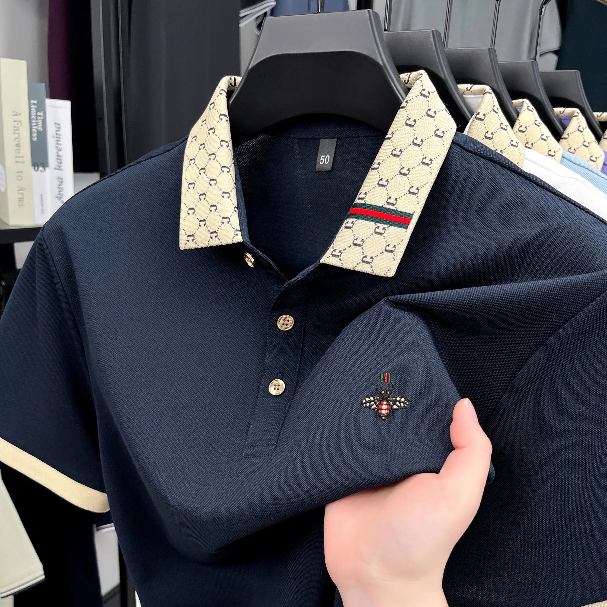 Men's Embroidered Jacquard Polo Shirt – Summer Style