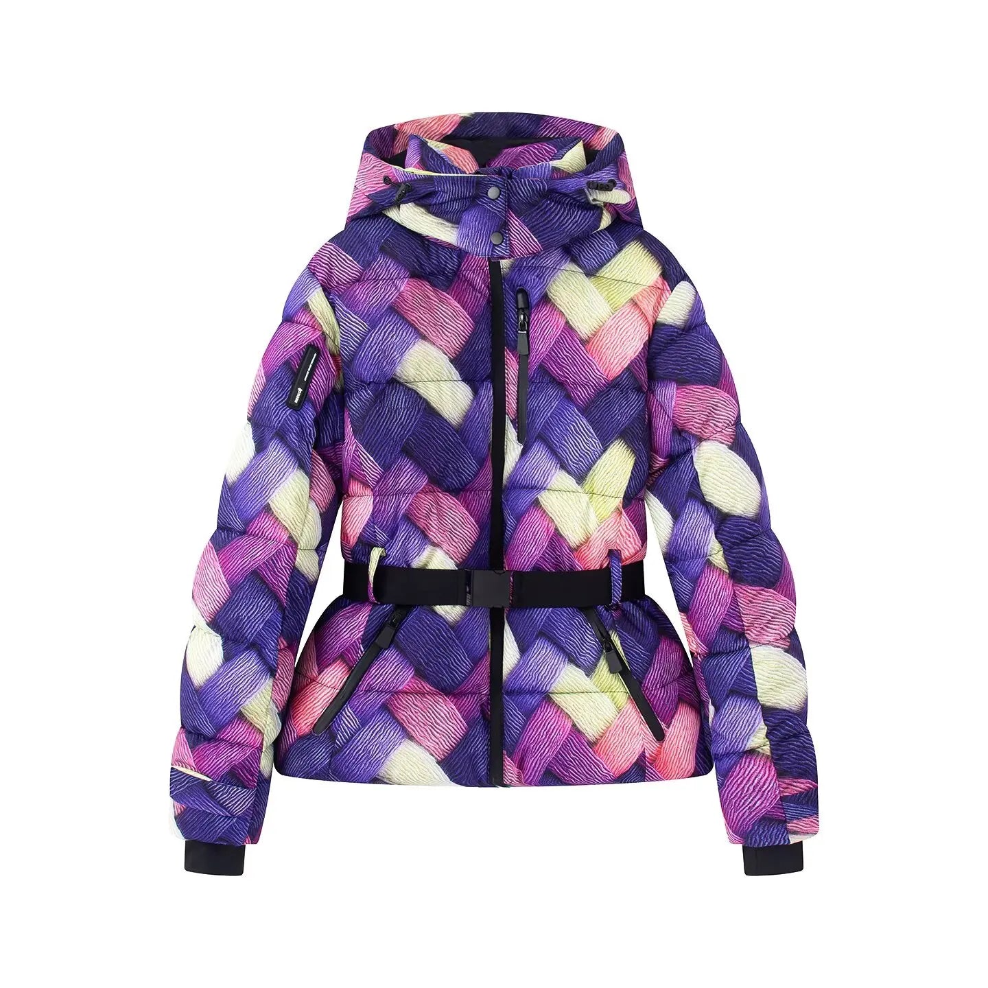 Women's Hooded Winter Parka – Insulated Mid-Waist Jacket with Adjustable Belt