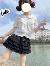 Kawaii Bow Mini Skirt – Ruffle Tiered A-Line