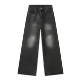 Men's Washed Blue Loose Straight-Leg Jeans