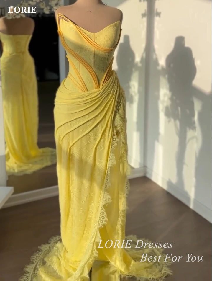 LORIE Lace Mermaid Evening Gown | Strapless Formal Dress