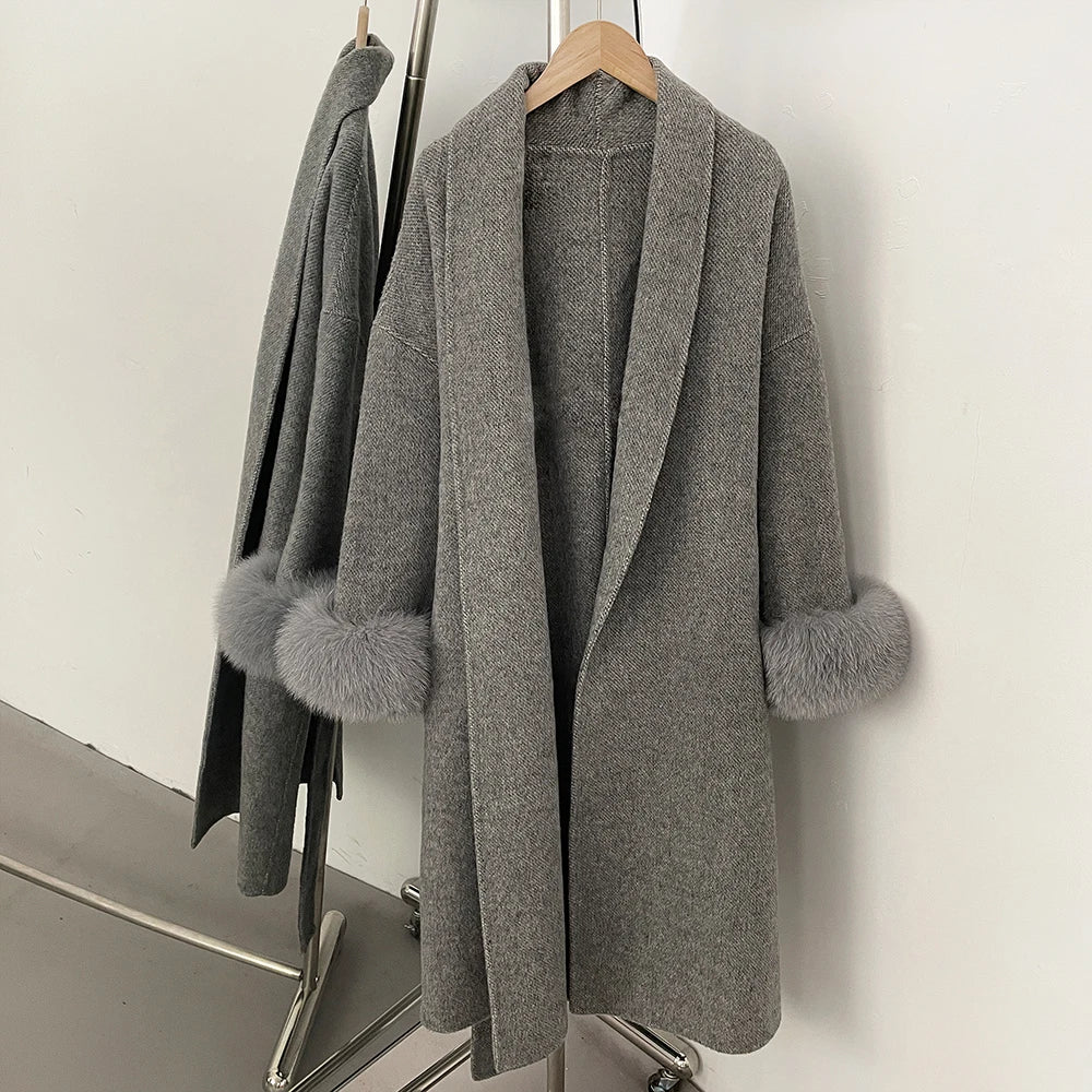 Double-Sided Wool & Fox Fur Jacket
