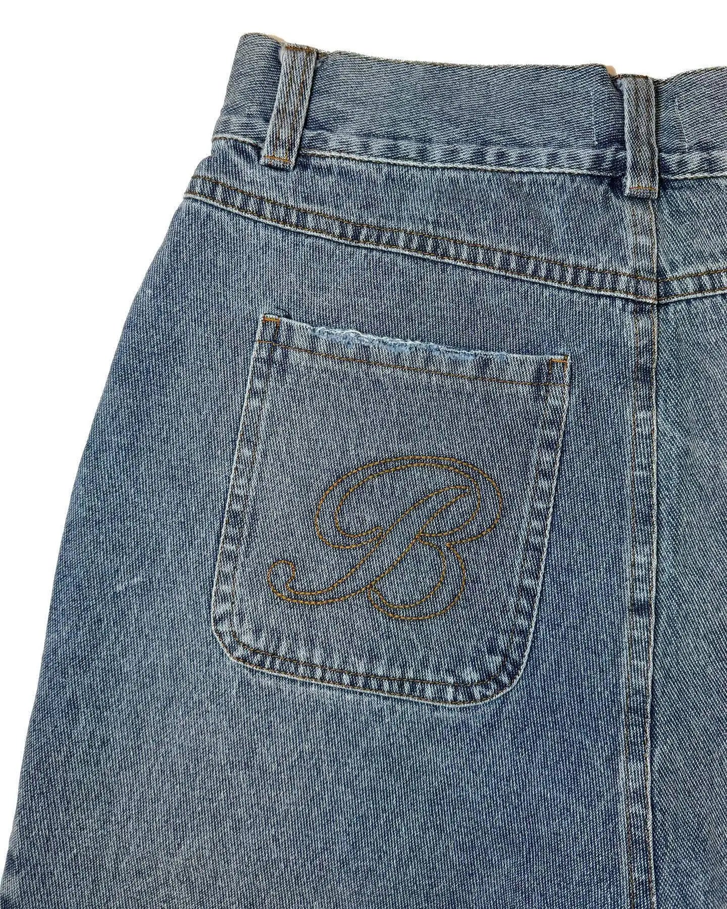 Harajuku Retro Letter Embroidery Denim Shorts