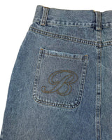 Harajuku Retro Letter Embroidery Denim Shorts