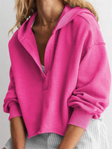 Women's Relaxed V-Neck Cropped Hoodie