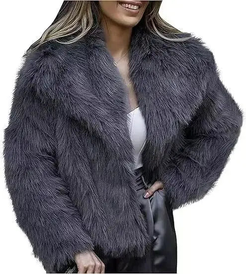 Gradient Faux Fox Fur Overcoat