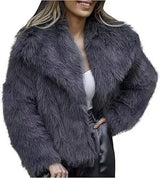 Gradient Faux Fox Fur Overcoat