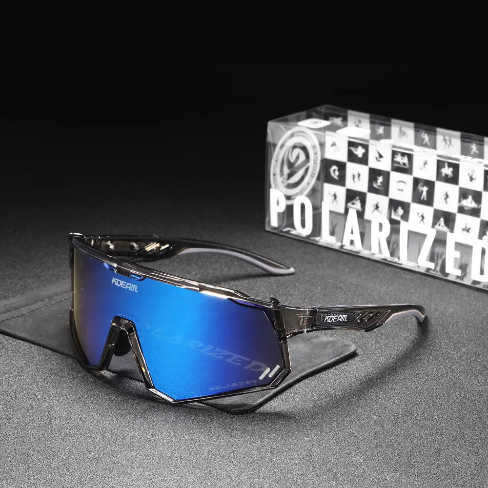 KDEAM High-End Sports Sunglasses Polarized Men's Cycling Glasses Dismountable TR90 Frame And Nose Pads Easy To Exchange