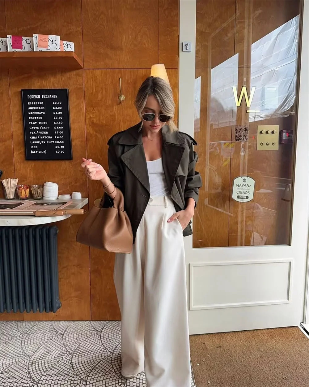 Vintage Cropped Double-Breasted Trench