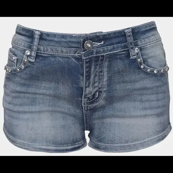 Women's Y2K Wing Embroidered Denim Shorts