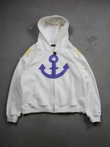 Women Shahzad Clothing Joestar Style Zip Hoodies Men JoJo Light Blue Star Tusk Print Oversized Embroidery Couple Sweatshirt Tops