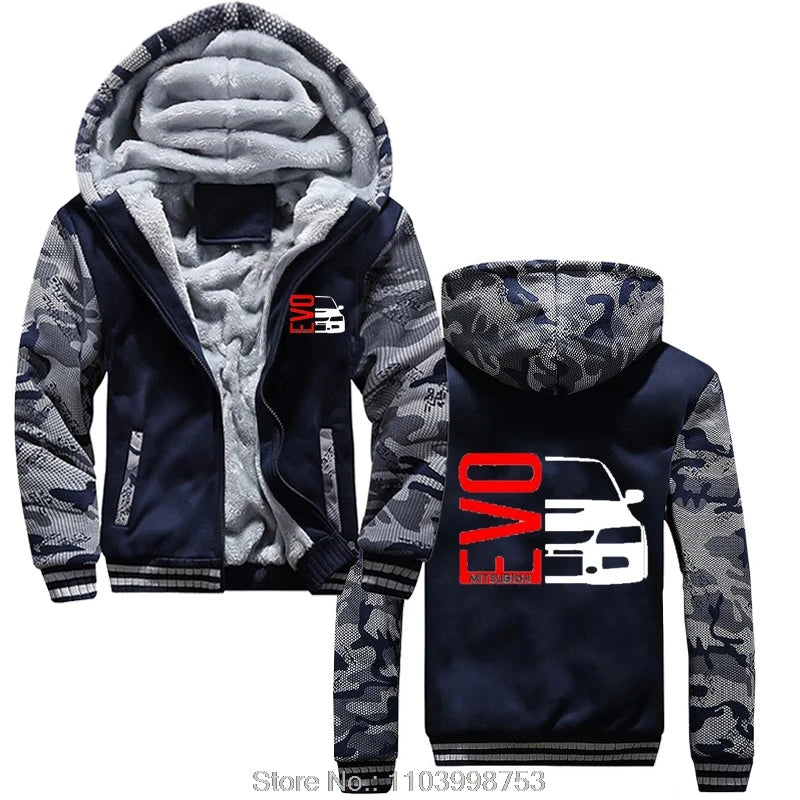 Winter Hoodie Cotton Male Casual Letters EVO 8 9 VIII IX Lancer Evolution Graphic Fashion zip up Jacket Hoody Unisex Tops coats