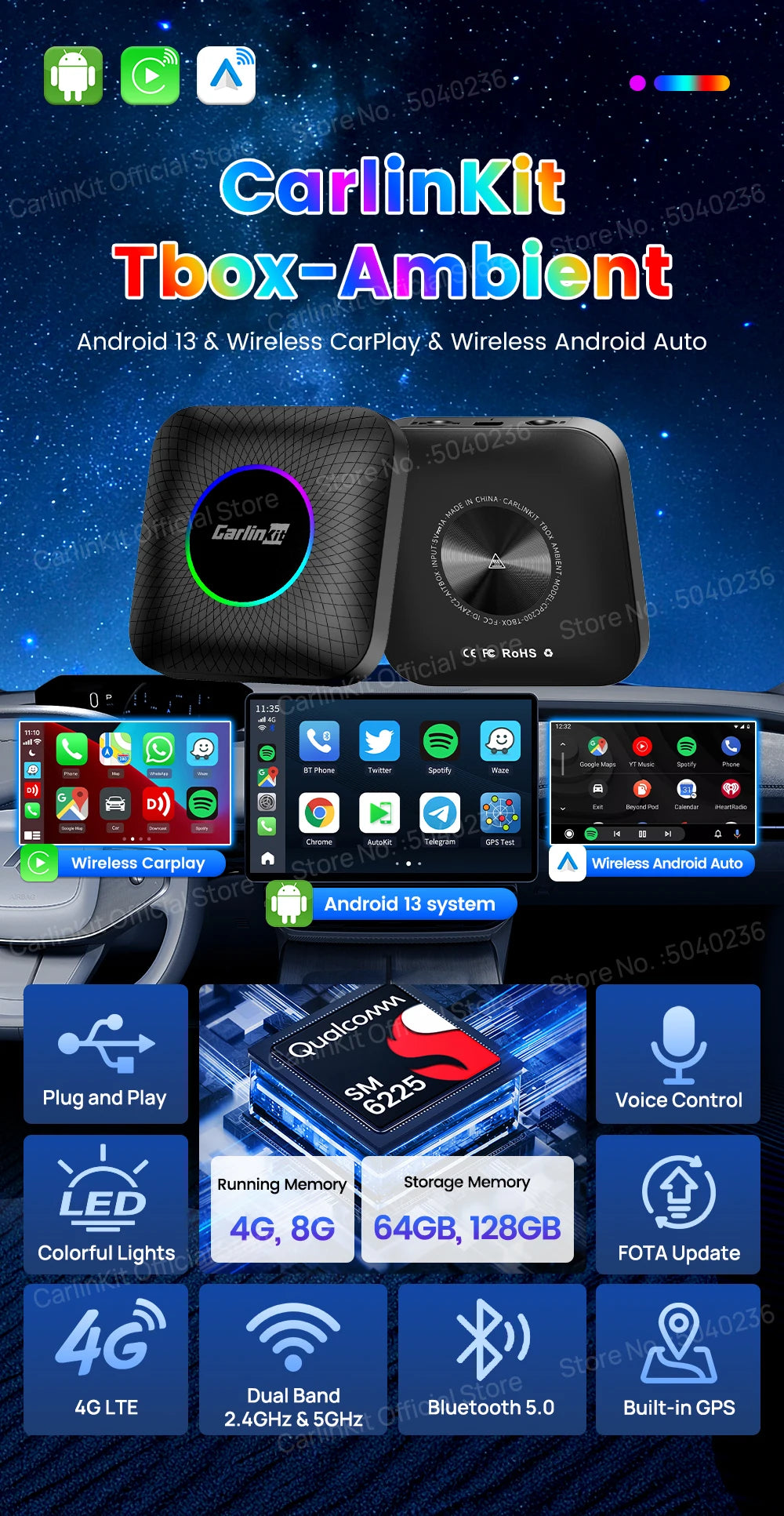 CarlinKit Wireless CarPlay & Android Auto AI Box
