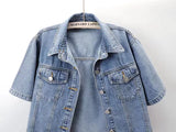 Vintage USA-Made Cropped Denim Jacket – Summer Short Sleeve Jean Top