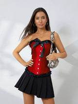 Contrast Ruffled Corset Tube Top