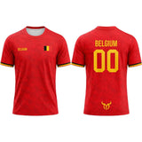 2026 New Belgium Flag Print Soccer Jersey Summer Men's Quick-Drying Breathable Soccer Training T-shirt Unisex Casual Sports Top