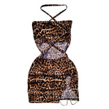 Elegant Leopard Print Strapless Mini Dress