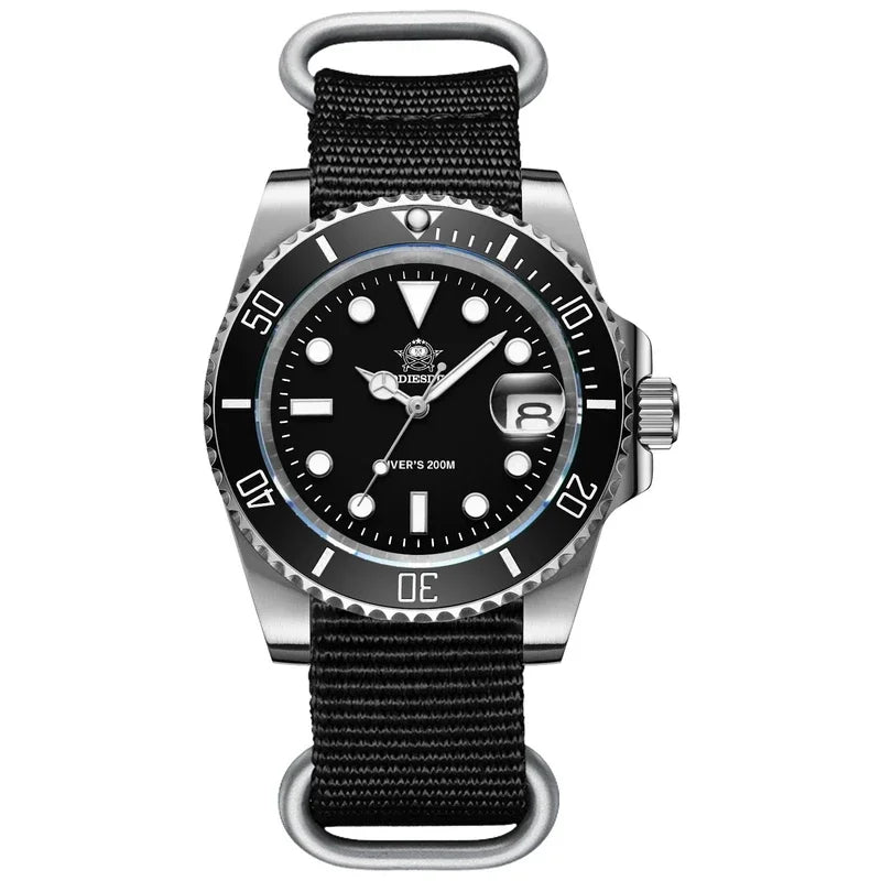 ADDIESDIVE NEW Luxury Men’s Quartz Watch 200M Diver Watch BGW9 Super Luminous Ceramic Bezel Stainless Steel Business Wristwatch