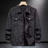 Trendy Workwear Casual Denim Jacket Thickened Fleece Lined Men's Clothing Versatile Jeans Outerwear for Youth