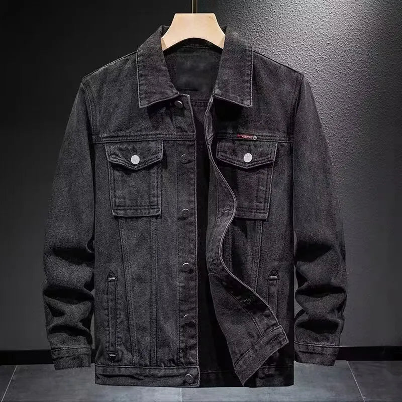 Trendy Workwear Casual Denim Jacket Thickened Fleece Lined Men's Clothing Versatile Jeans Outerwear for Youth