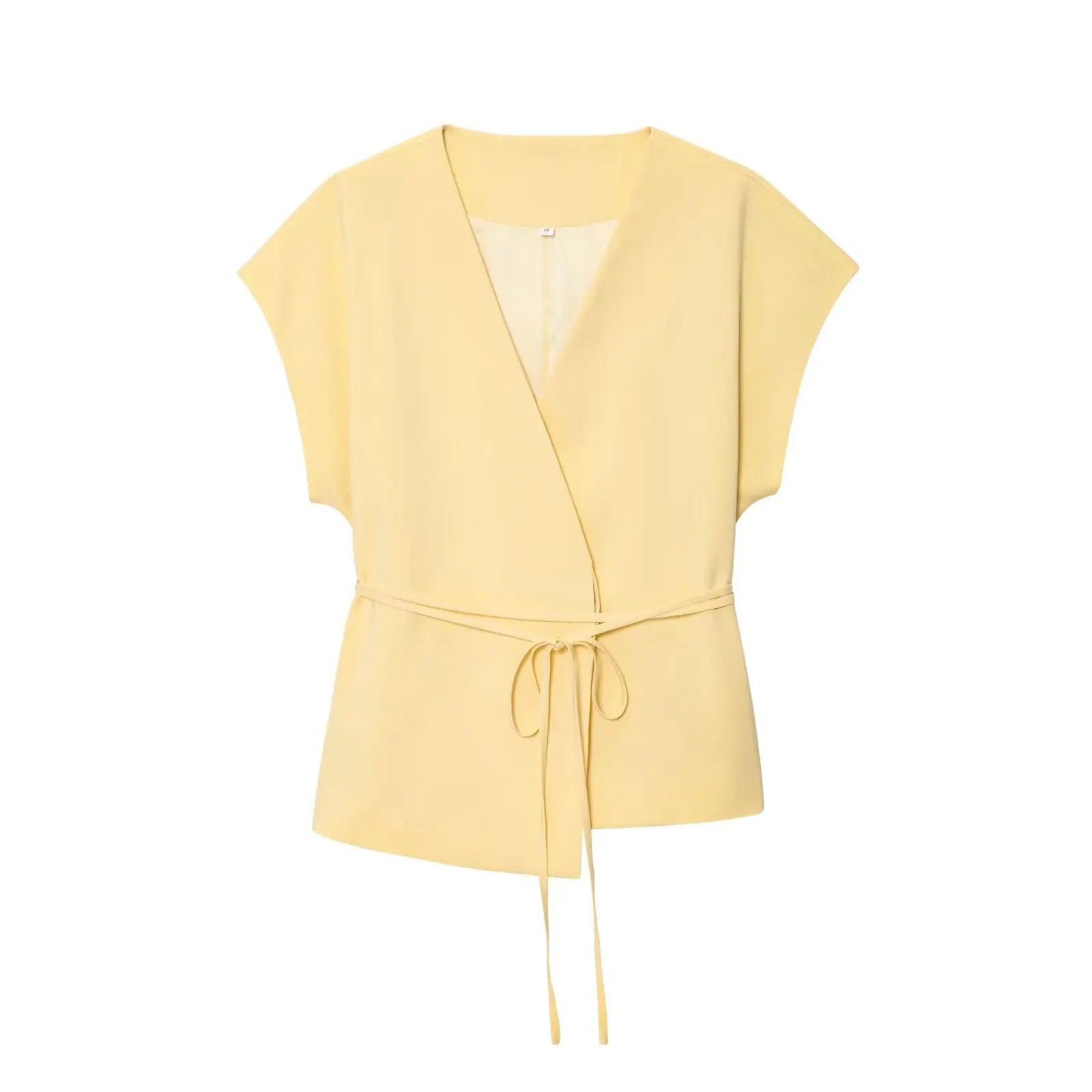 2-Piece Sleeveless V-Neck Trouser Set with Belt – Summer Commuter Wide Leg Suit
