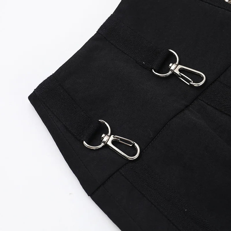 Gothic High-Waist A-Line Midi Skirt | Harajuku Grunge Y2K