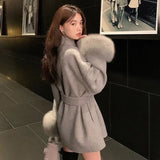 Fox Fur Trim Wool Overcoat