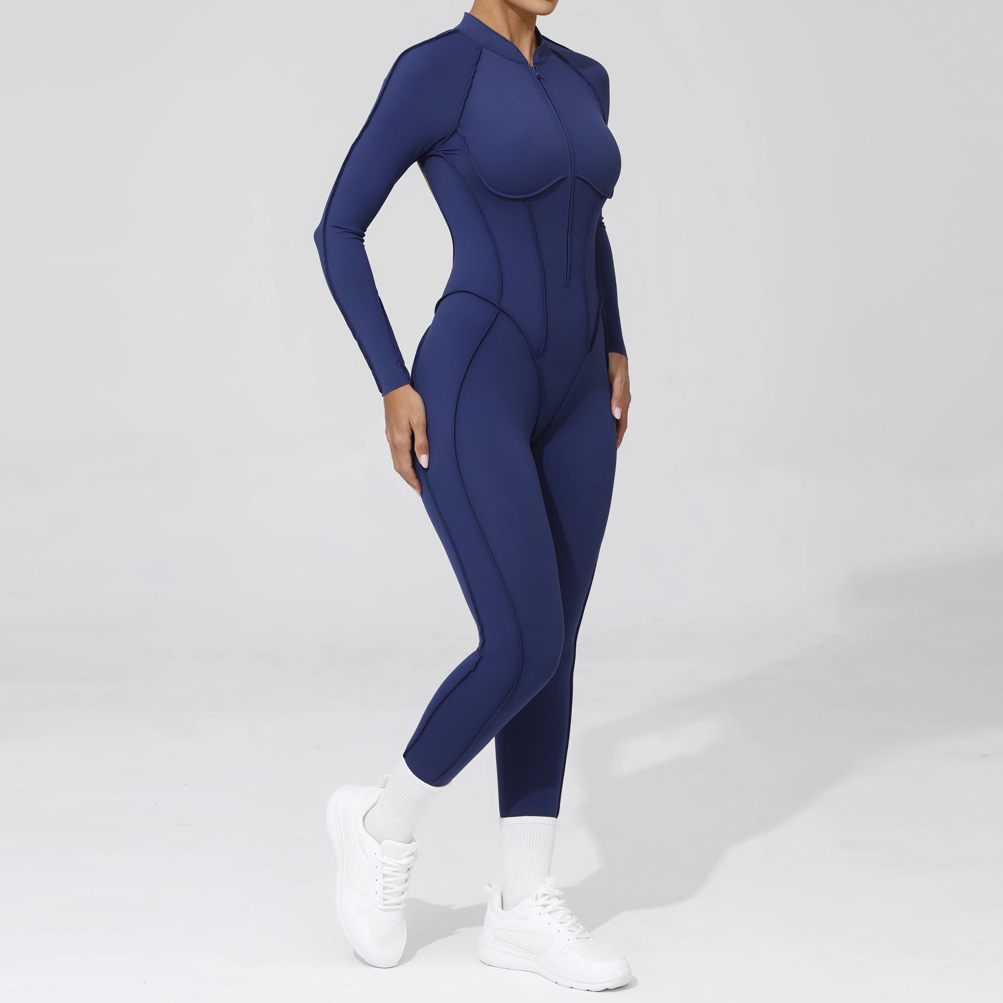 Long Sleeve Zip-Front Yoga Jumpsuit