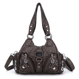 Angelkiss Women Handbags Rose Soft Tote Bag Small Top-handle Purse Fashion Satchel Multi-Pockets Shoulder Bag Hobos Phone Pack