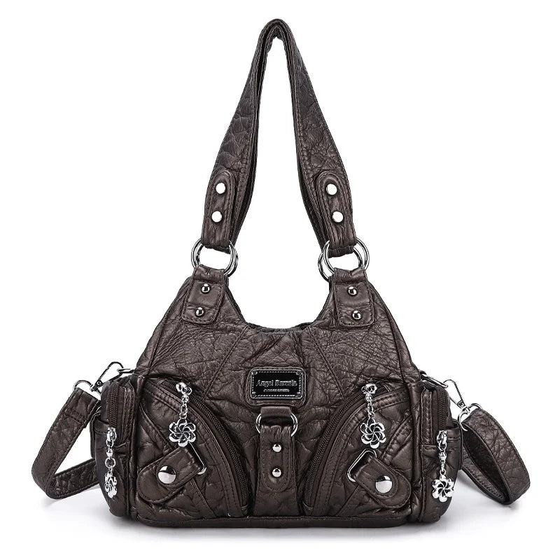 Angelkiss Women Handbags Rose Soft Tote Bag Small Top-handle Purse Fashion Satchel Multi-Pockets Shoulder Bag Hobos Phone Pack