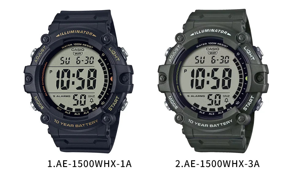 Casio Men’s Heavy Duty Digital Watch – 10-Year Battery (AE-1500WHX)