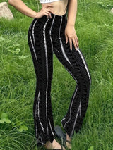 Retro Print High-Waist Flared Leggings