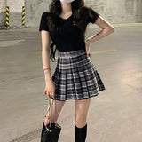 Plaid A-Line Mini Skirt – High Waist, Pocketed