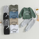 Toddler Boy "Little Dude" 2-Piece Fall/Winter Outfit | Long Sleeve Sweatshirt & Pants Set