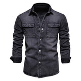 Washed Denim Jacket Casual Trendy Men's Spring Autumn Top Street Style Cotton Long Sleeve Jacket Outerwear for Youth