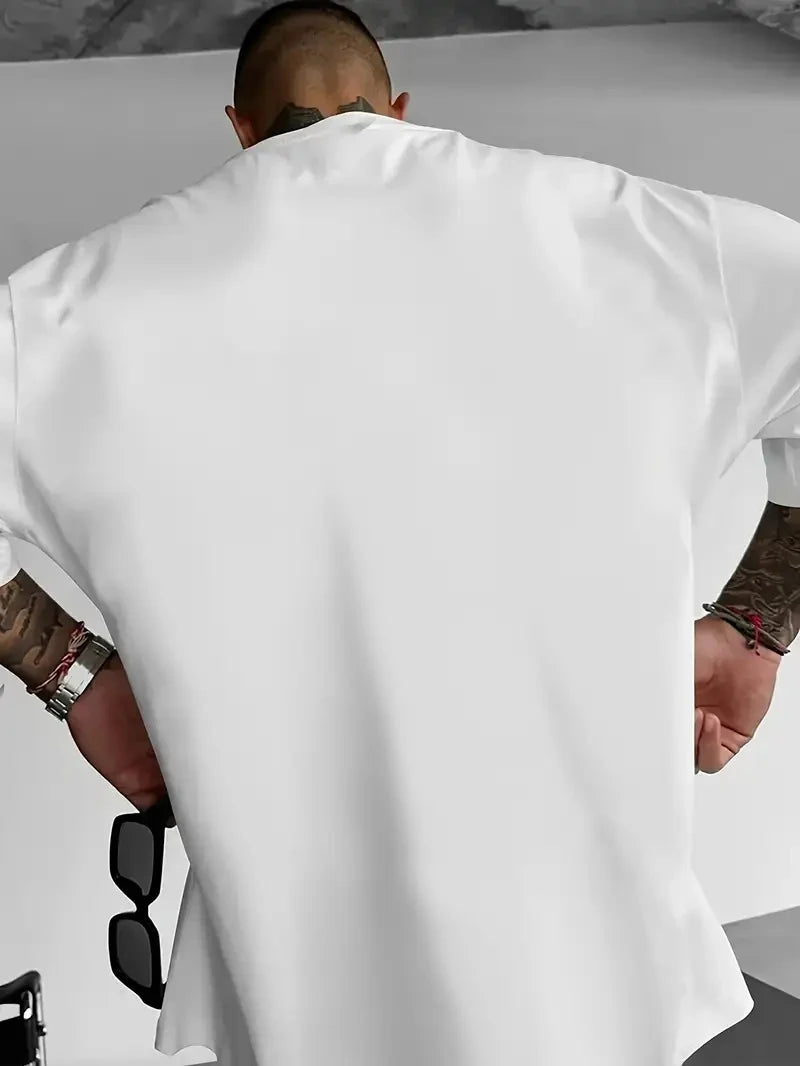 Men's Pure Cotton Graffiti Print Loose Fit Casual T-Shirt