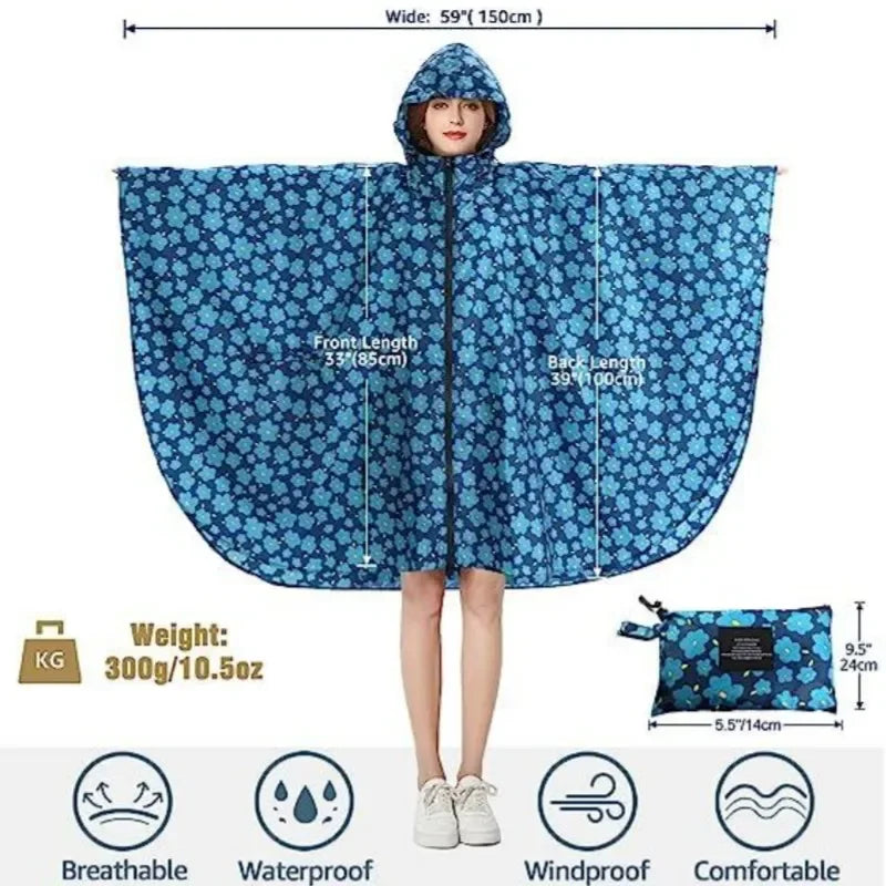 Waterproof Hooded Rain Poncho – Lightweight & Stylish