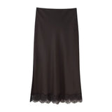 Tidalyf 2025 Women Two Piece Skirt Set Off Shoulder Lace Trim Cami Top with Split Hem Midi Skirt Sexy Elegant Outfit
