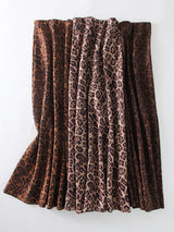Leopard Print Suede Maxi Skirt – Women's Autumn Winter