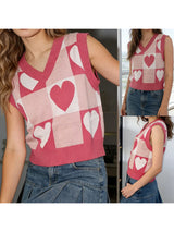 Plaid V-Neck Sleeveless Vest