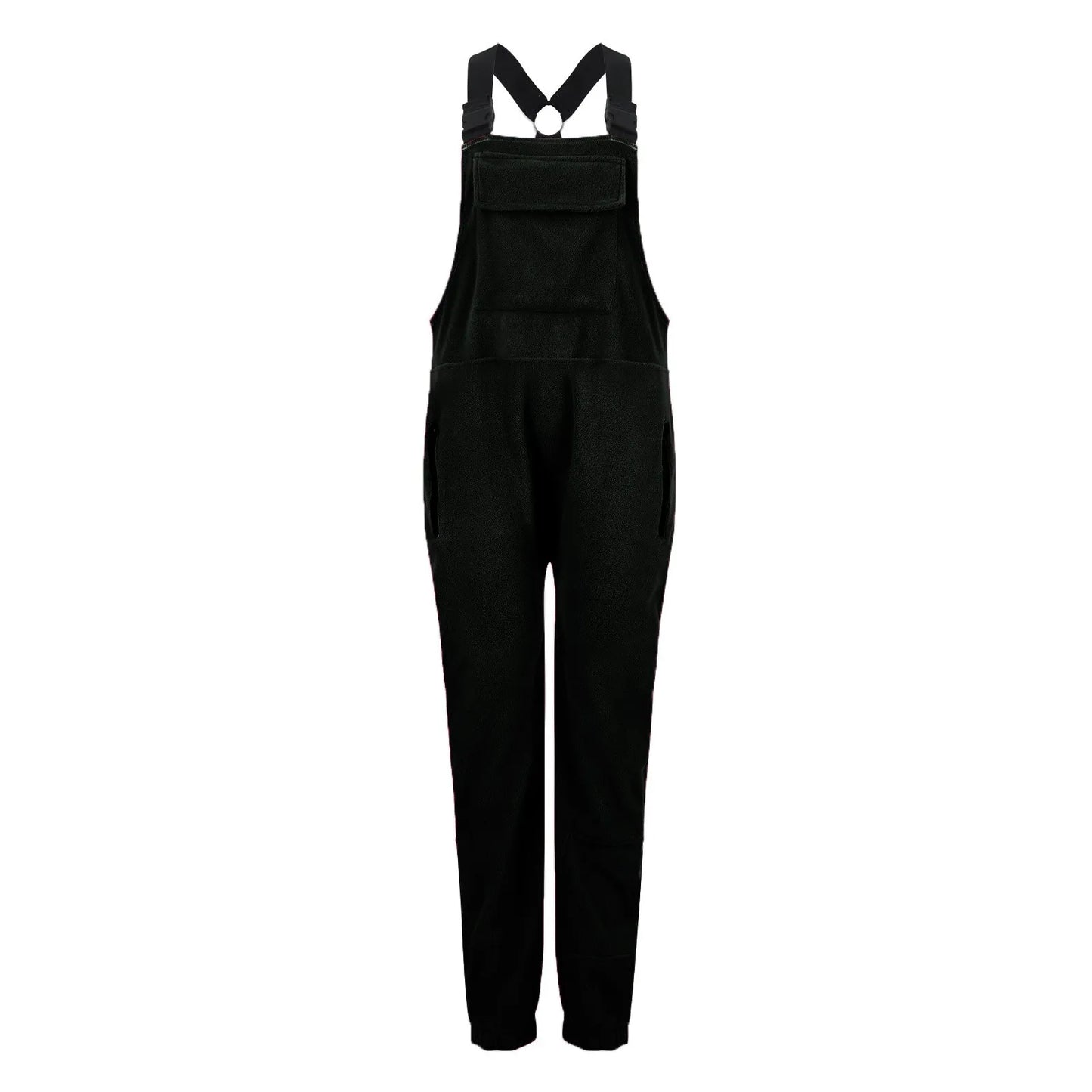 Fleece Bib Overalls - Adjustable Warm Winter Fuzzy Jumpsuit & Ski Pants