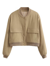 Willshela Women's Solid Bomber Jacket with Pockets