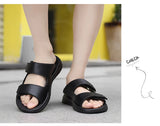 Mens Leather Slippers Comfortable Breathable Summer Big Size Sandals for Men with Soft Sole