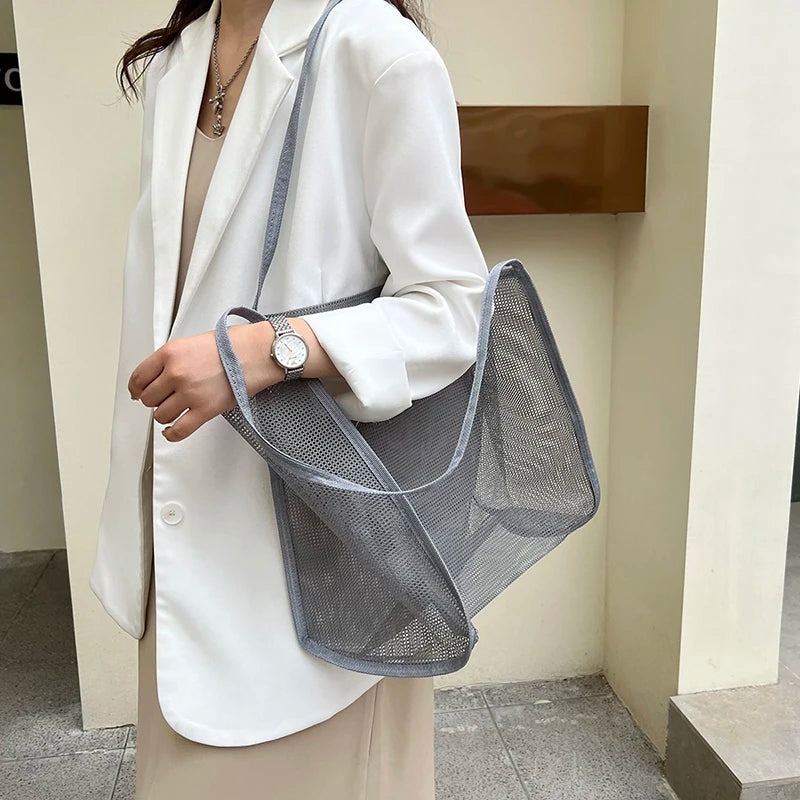 Women's Mesh Tote Bag for Beach & Shopping