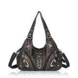 Angel kiss Women Handbags Fashion Shoulder Bag Large Black Tote Top-handle Shopping Pack Multiple Pockets Satchel Lady  Purse