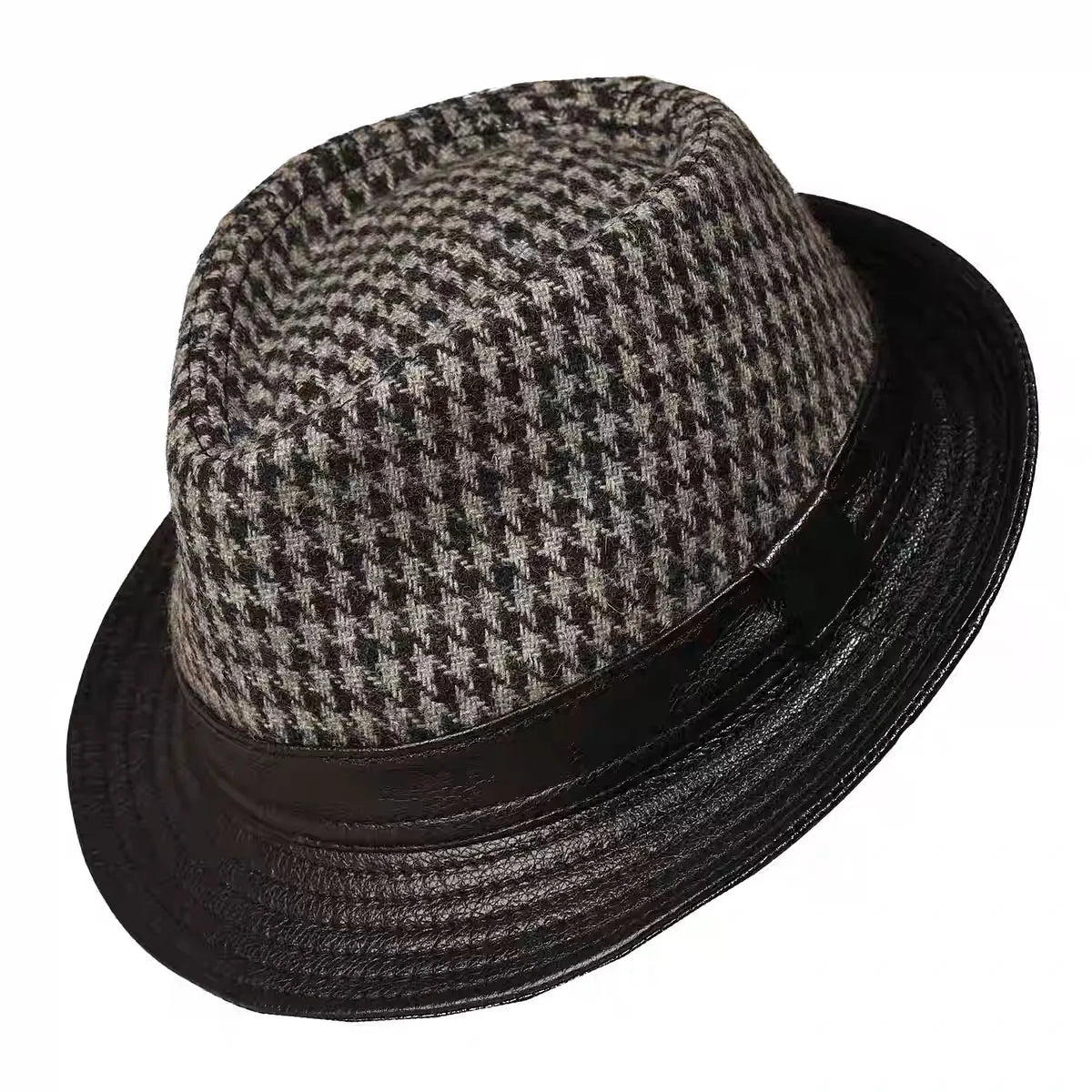 Men's Genuine Leather Cowhide Fedora Hat